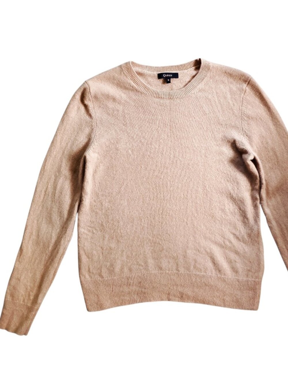 Women's Quince 100% Cashmere Camel Tan Long Sleeve Sweater - Small